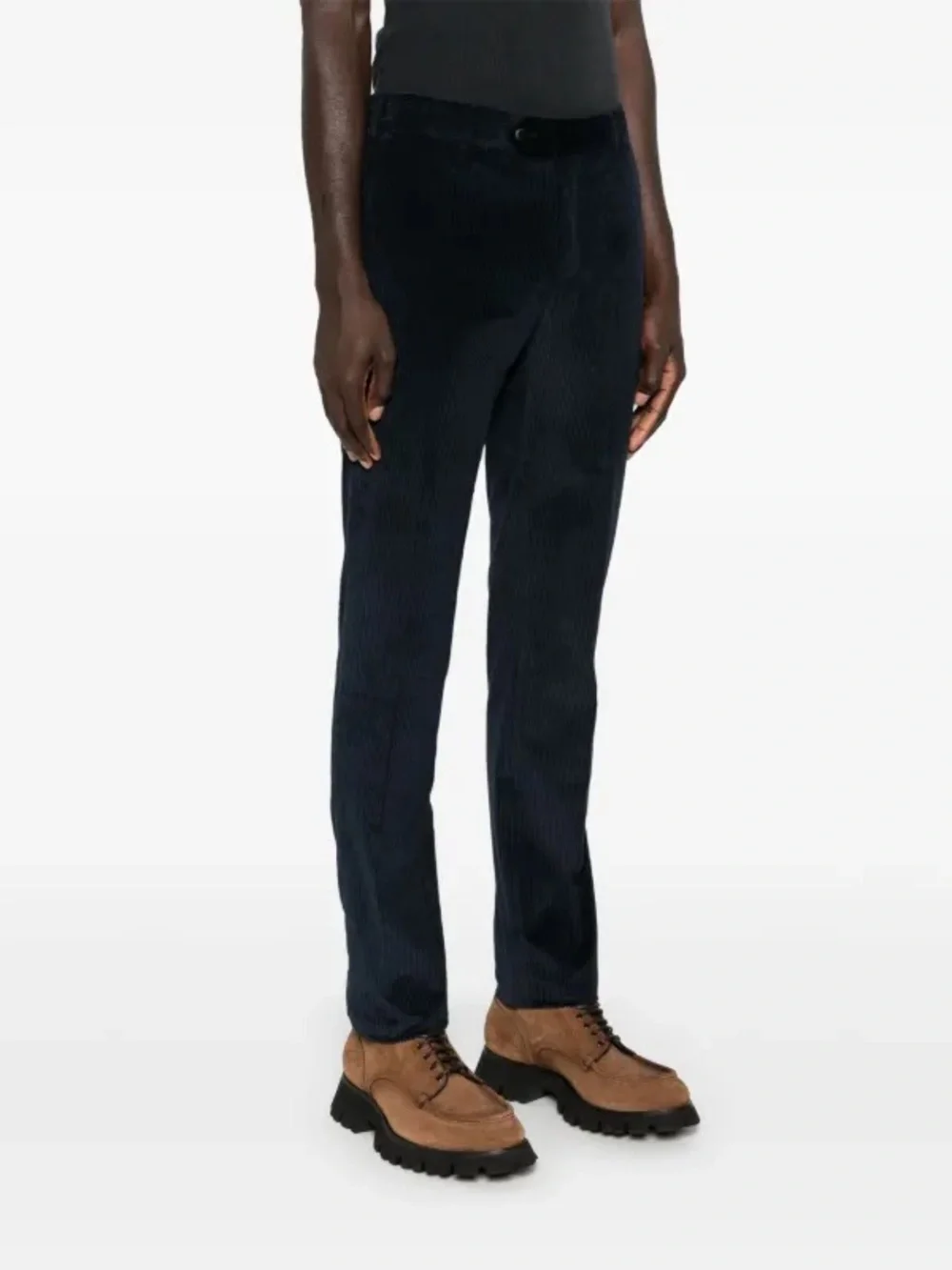 PT01 Torino Corduroy Trousers Navy Blue Slim Cut Cotton Minimalist